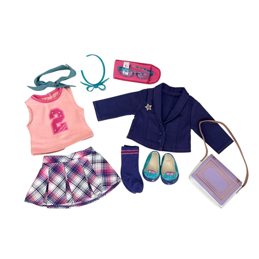 American Girl Ready to Learn Outfit Complete Set with Turquoise Glasses - Picture 5 of 6